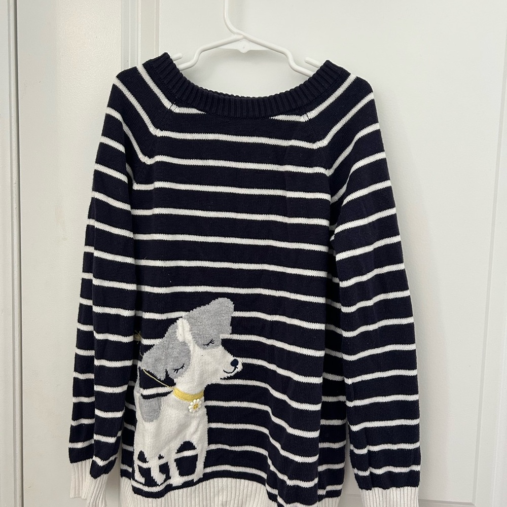 Gymboree Navy and White Striped Kids Sweater with Puppy Graphic